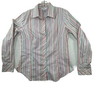 Lilly Pulitzer Pink Vertical‎ Striped Women’s Size 10 Button Down Shirt Top